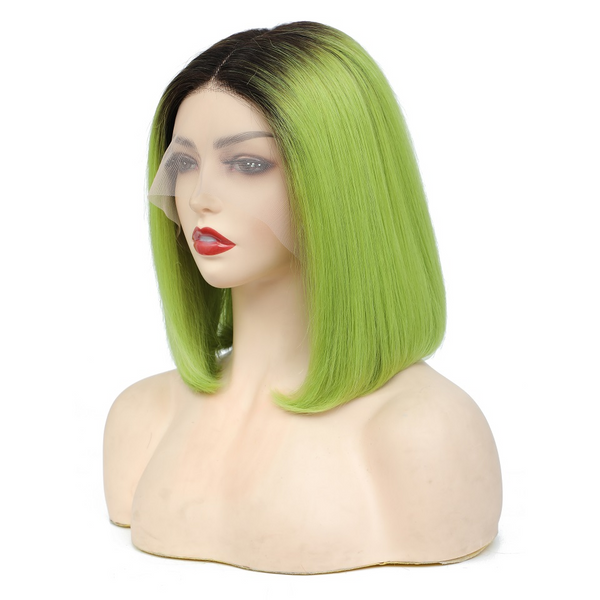 Blackmoon 13x4x1  Lace Front Bob Wigs Short Straight Brazilian Virgin Human Hair Pre Plucked T1B/Rose noen