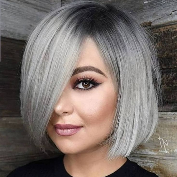 Blackmoon 13x1x4 T Part T1B/ Gray Bob Wig Straight Virgin Human Hair Pre Plucked with Baby Hair Middle Part