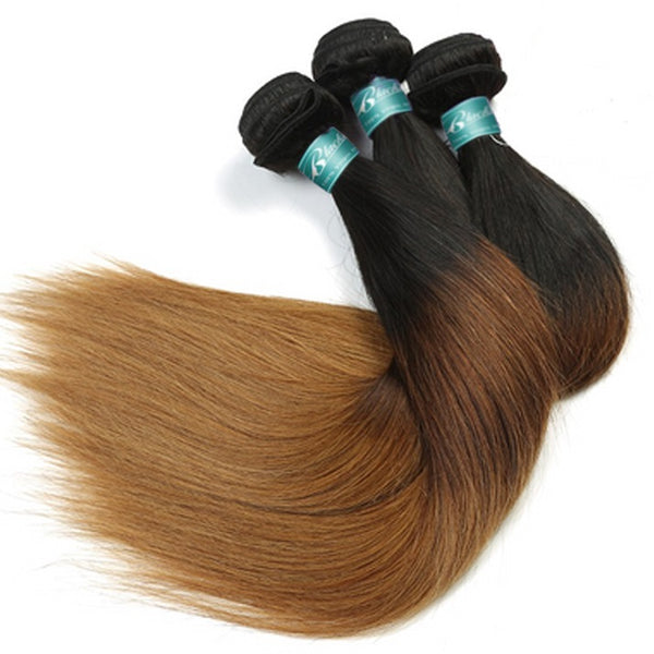 Blackmoon Hair Dark Roots Peruvian Human Hair Weave Bundles Silky Straight T1b/4/30 Ombre Hair 3 packs