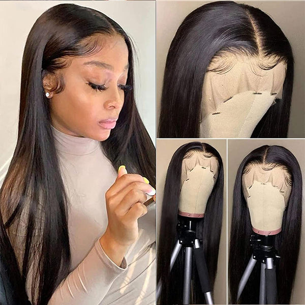 Blackmoon Straight Human Hair 13x4 Lace Front Wigs for Black Women