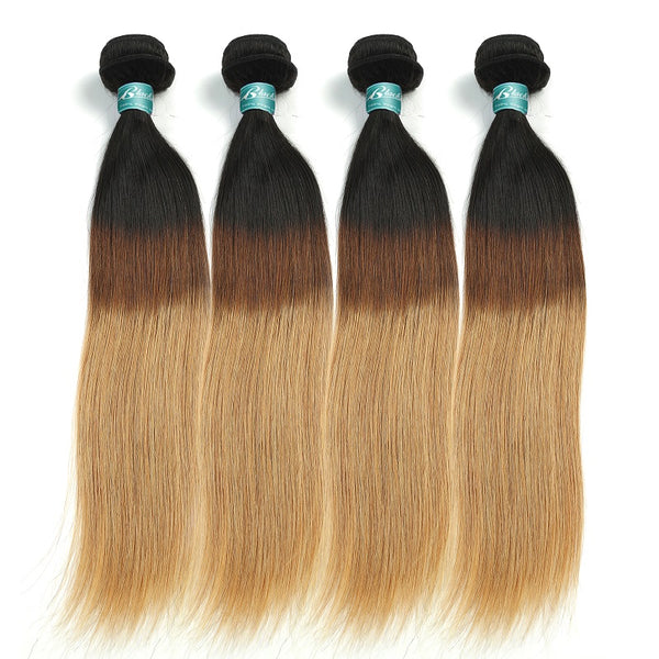 Blackmoon Hair 4 Tone T1b/4/27 Ombre Human Hair Weave 4 Bundles Silky Straight Brazilian Hair