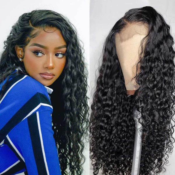 Blackmoon Lace Closure Human Hair Wigs 4x4 Lace Wig Water Wave Pre-plucked 16 inch