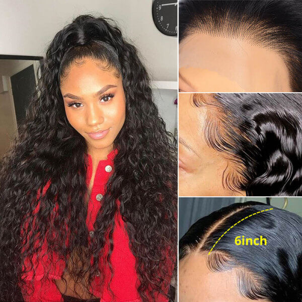 13×6 Frontal Wigs Water Wave Pre Plucked Glueless Lace Wigs